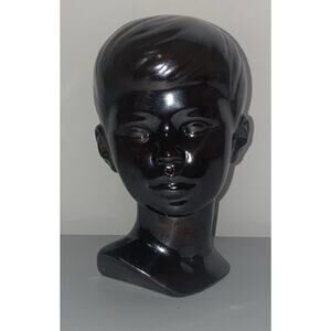PB Holland Mold Mid Century Ceramic Child Girl Bust Head 7" Bronze Statue